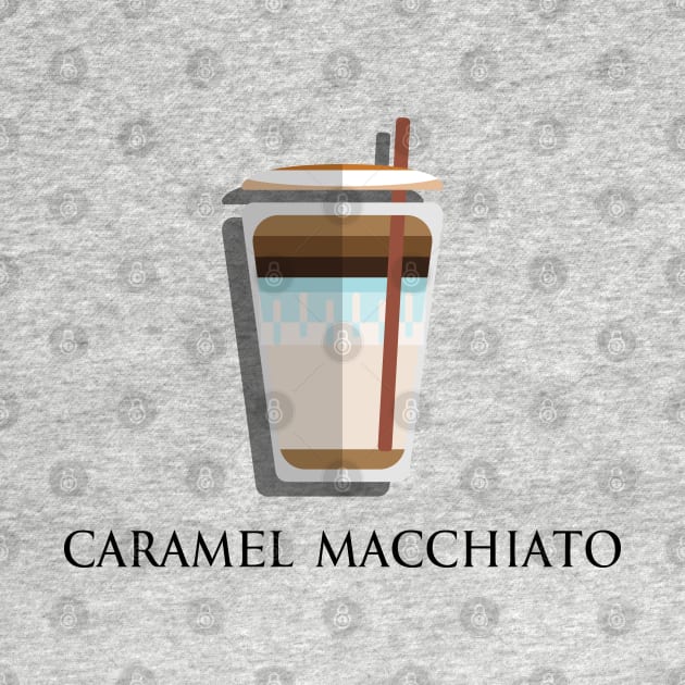 Iced Cold Caramel Macchiato coffee front view flat design style by FOGSJ